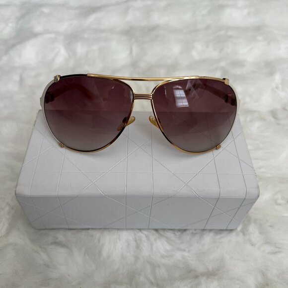 Dior Women's Gold Aviator Sunglasses - Picture 1 of 4